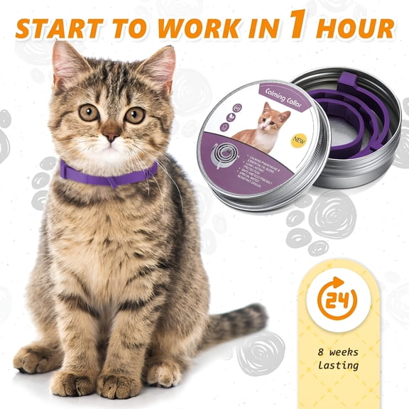 GASTROPOD 3Pcs Cat Calming Collar,Adjustable Calming Collar,Reduce Anxiety Cat Collars for Pets,Soothing Comfort,Long-Lasting Calm That Reduces Stress and Helps Calm Cats Anxiety,Up to 15"(Purple)