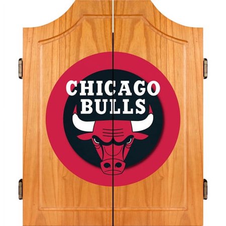 Chicago Bulls NBA Dart Cabinet Set with Darts and Board - Red, Black