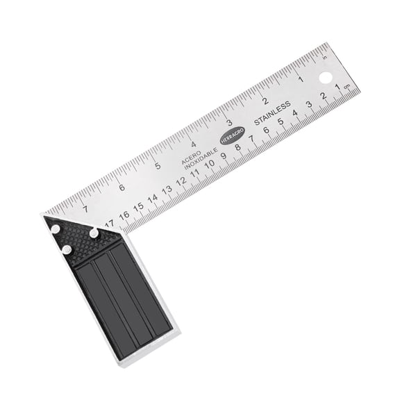 Uxcell Try Square Miter Square 8" Stainless Steel Precision Woodworking Square Ruler Metal Framing Carpenter Tool with Aluminium Handle for Professional Carpentry, Silver Black