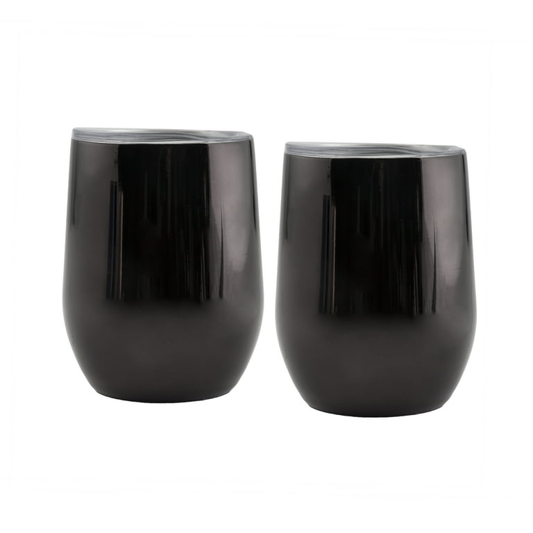 Black Stemless Wine Glasses - 2 Pack