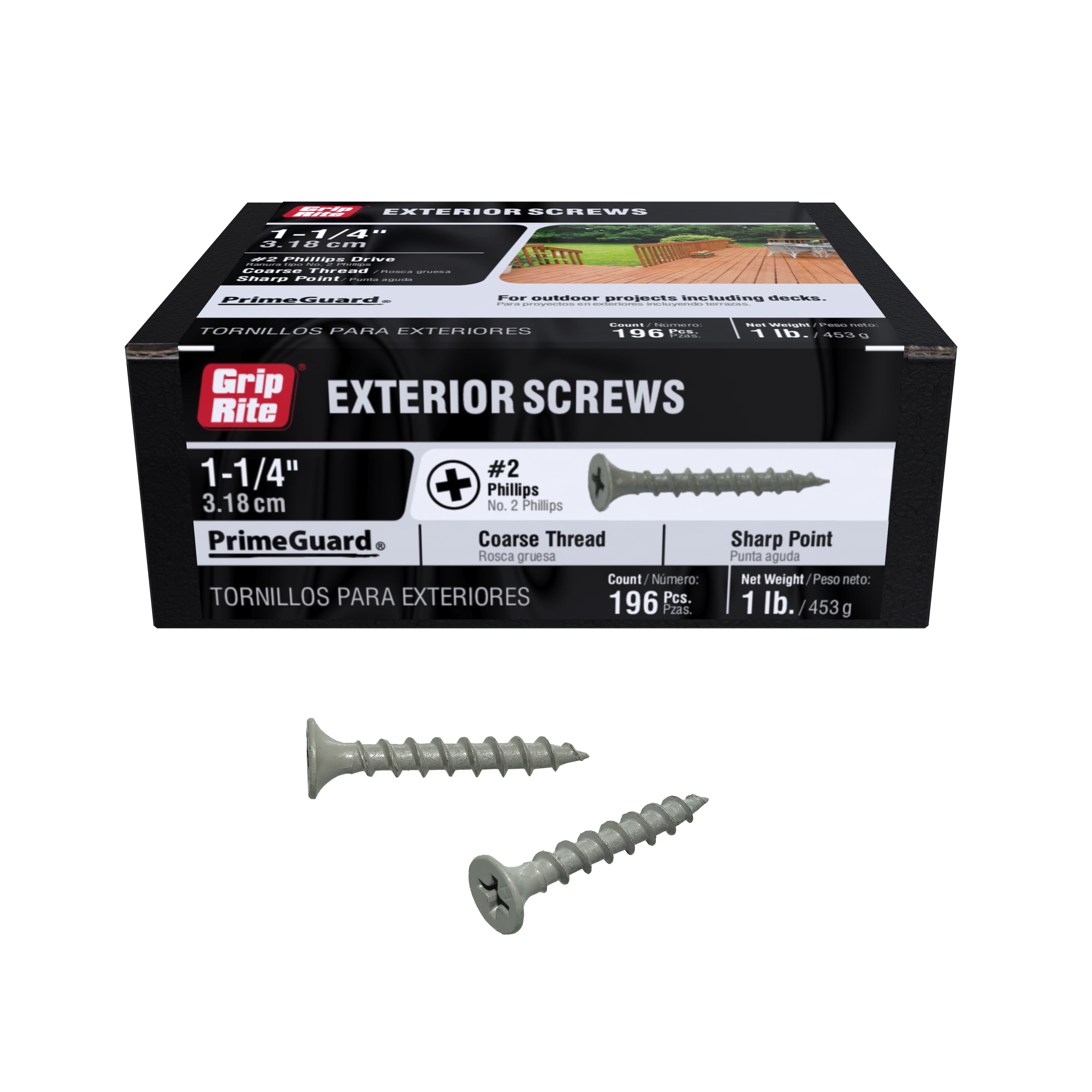 Grip-Rite PrimeGuard Ten #8 x 1-1/4 in. Wood to Wood Deck Screw 1 lb.