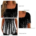 thumbnail image 4 of Blusa de manga corta para mujer, cuello cuadrado, verano, blusa tipo túnica, blusa holgada, camisetas básicas, negro, XXL, 4 of 5