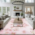 thumbnail image 3 of 5'x8' Area Rugs, Pink Floral Indoor Outdoor Area Rug for Living Room Bedroom, Modern Farmhouse Aesthetic Shabby Chic Flower Washable Bathroom Rugs Kitchen Floor Carpet Mats Home Decor Aesthetic, 3 of 8