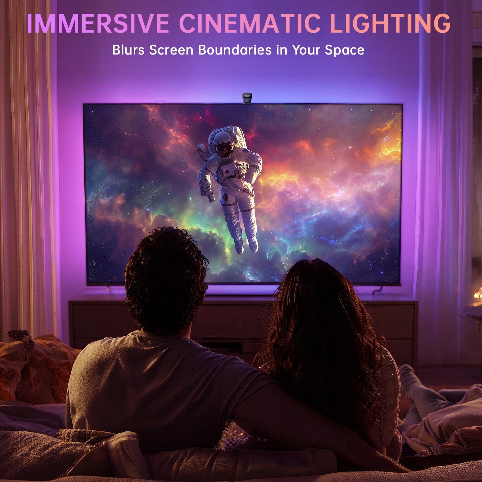 Froura TV LED Backlight Strip for 55-65” TVs and PC,14.76 FT Cuttable Rgb Strip with Smart Screen Sync Sensor, App Control, Music Mode ,Color Changing Lights that Sync with TV for Movies,Gaming