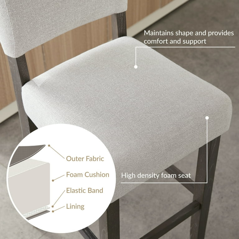 Leick Home 10086BB HG Upholstered Back Counter Height Stool with Wood Base Set of 2 for Kitchen Counters and Islands Blackbean and Heather Gray