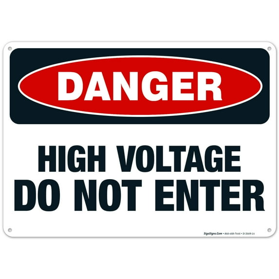 High Voltage Do Not Enter Sign, OSHA Danger Sign, 10x14 Aluminum