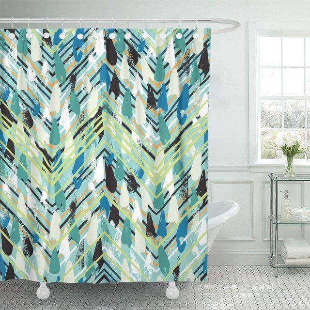 ABPHQTO Rayas y Líneas de Colores Formas y Puntos Abstractos Étnicos con Cortinas de Ducha de Baño Nativas 152x180 cm ABPHQTO PKNMT60x72Shower-4261