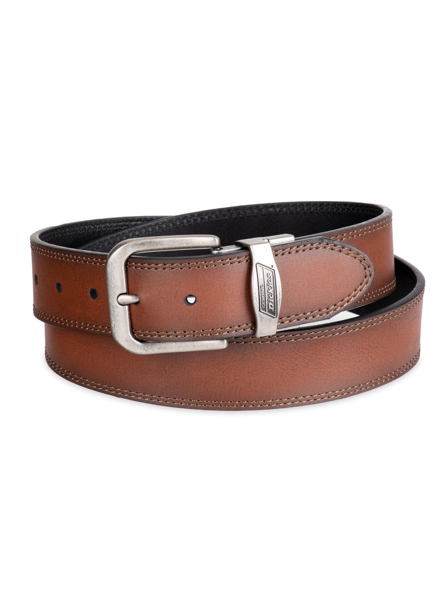 Genuine Dickies Men's Two-In-One Reversible Tan to Black Double Stitch Belt With Big & Tall Sizes