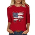 thumbnail image 2 of Favoffer Women's Independence Day Printed Pullover Round Neck 3/4 Sleeve Pattern Loose Daily Holiday Casual T-Shirt, 2 of 5