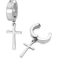 thumbnail image 5 of No Piercing Cross Dangle Clip On Earrings for Men Women - Titanium Steel Non Pierced Huggie Earrings, Religious Christian Jewelry, 5 of 9