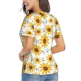 thumbnail image 3 of Vsdgher Sunflowers Women Shirts V Neck Short Sleeve Tops T-Shirt Basic Tees, S to 3XL3X-Large, 3 of 5