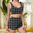 thumbnail image 6 of YUGYXL Women Plaid Pajama Set Cami Top and Shorts Sleepwear 2 Piece Loungewear Cute Nightwear Soft Lounge Set Summer Pjs Dark Gray XL, 6 of 6