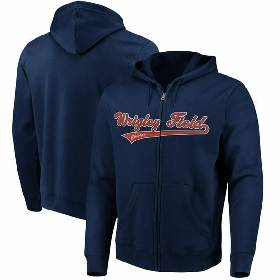 Wrigley Field Navy Zip-Up Hooded Sweatshirt by ThirtyFive55