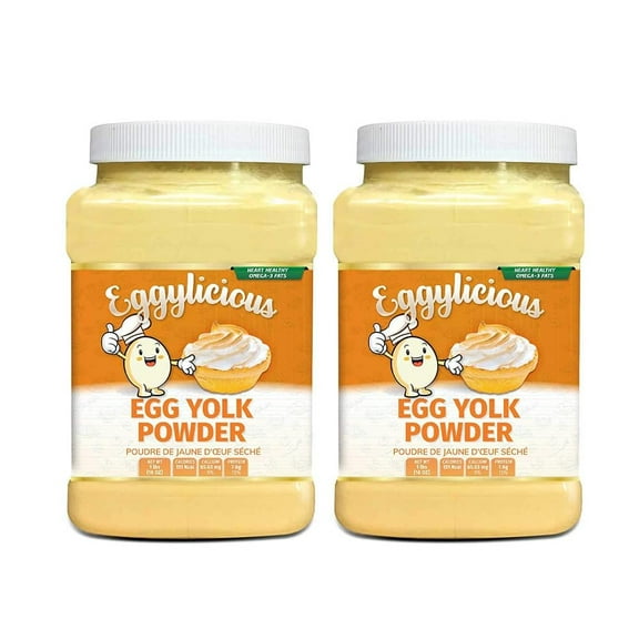 Eggylicious - PACK of 2 - Egg Yolk Powder, Dried Natural Protein Powder, Made from Fresh Eggs, Pasteurized,Smoothies, Non-GMO, No Additives, Used for Baking,1lbs(16oz)