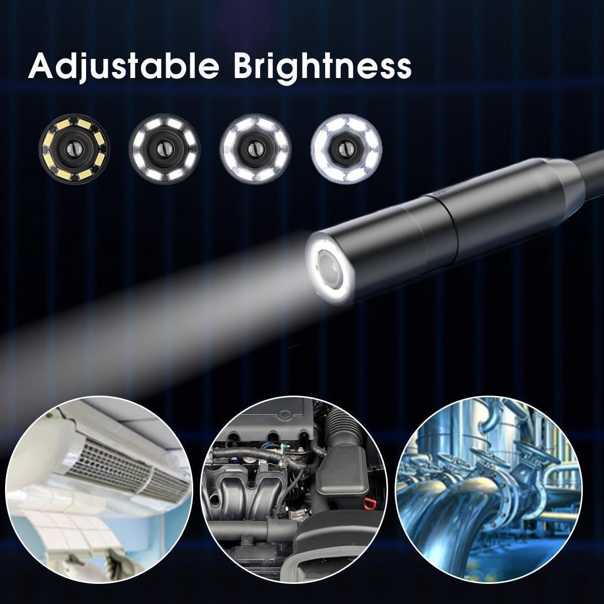 LigoWave 8 LED Lights with Adjustable Brightness Waterproof ,Endoscope Inspection Camera for iOS iPhone,1M,Black