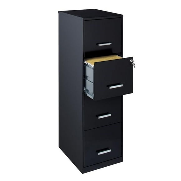 Space Solutions 18" Deep 4 Drawer Metal File Cabinet Black