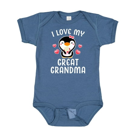 

Inktastic I Love My Great Grandma with Cute Penguin and Hearts Gift Baby Girl Bodysuit