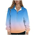 thumbnail image 2 of gbyLJF Women's Half Zip Hoodie Gradient Lapel Long Sleeve Pullover Sweatshirt Casual Quarter Zipper Hoodies, 2 of 5