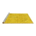 thumbnail image 2 of Ahgly Company Machine Washable Indoor Square Abstract Yellow Modern Area Rugs, 4' Square, 2 of 4