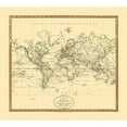 thumbnail image 2 of Cary 28x26 Gold Ornate Wood Framed with Double Matting Museum Art Print Titled - Mercator Projection - Cary 1801, 2 of 4