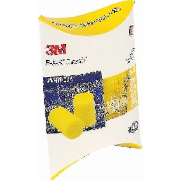 3m Ear Classic Ear Plugs, 50pairs Packed In Pairs, Yellow, Snr 28db, Ear Defenders