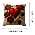 thumbnail image 3 of Cadancy Pillow Covers 18x18 Romantic Red Heart Rose Decorative, Throw Pillowcase for Valentine's Day, Anniversary Couple's Bedroom Home Decor for Sofa Couch Outdoor, 3 of 5