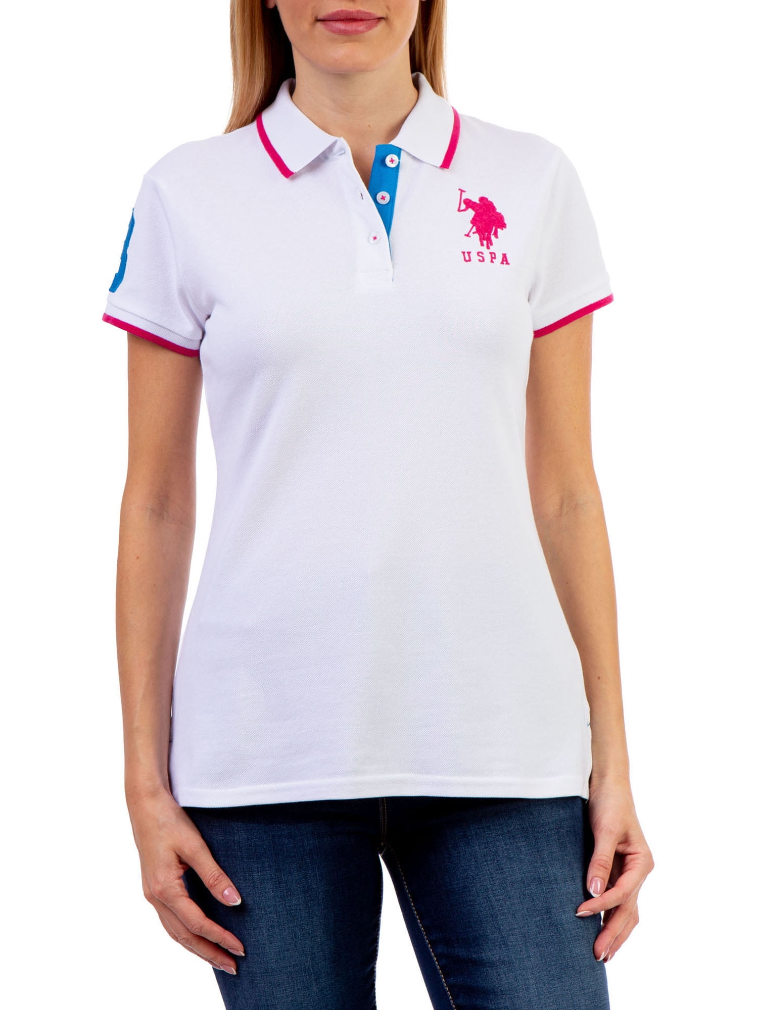 POLO ASSN Womens Short Sleeve Solid Polo Shirt Polo Shirt U.S
