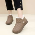 thumbnail image 3 of Snow Boots for Women Trendy Quilted Furry Lined Slip on Booties Comfy Thick Soft Sole Winter Casual Walking Shoes Khaki Size 5.5, 3 of 8