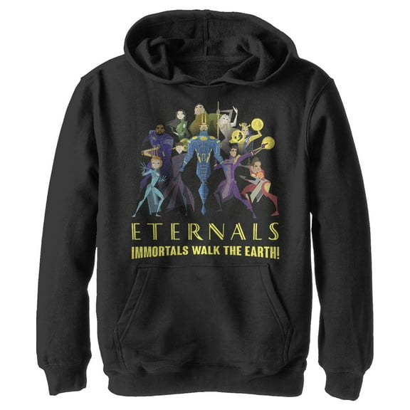 Boy's Marvel Eternals Immortals Walk the Earth  Pull Over Hoodie Black Small
