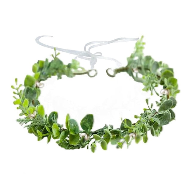 HJYHYN Corona de Flores Corona de Flores Boho Corona Floral Artificial Tocado Nupcial Corona Verde para Boda Ceremonia Fiesta Festival (Verde)