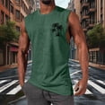 thumbnail image 4 of Mens Graphic Cotton Tank Tops Sleeveless Muscle Shirts Beach Hawaiian Coconut Tree Patriotic Tank Tops Army Green, 4 of 5