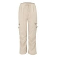 thumbnail image 4 of iHPH7 High Waisted Pants for Women Baggy Cargo Pants Women Elastic Waist Pants for Women Track Pants Women Pantalon Cargo Mujer Baggy Pants Womens Fall Clothing Beige L, 4 of 8