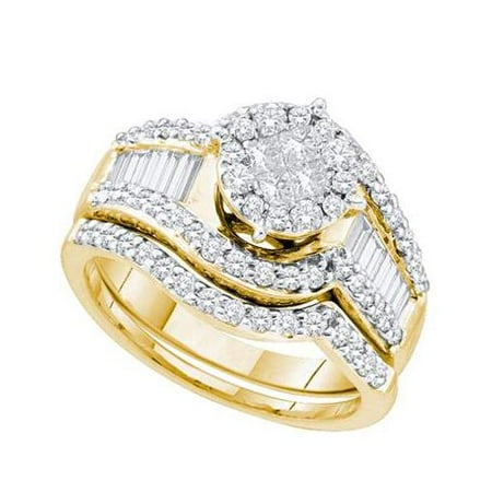 1.24Ct Diamond Soliel Bridal Set Womens Fixed Ring Size - 7