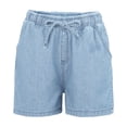 thumbnail image 6 of Jean Shorts Womens BWASD Casual High Waisted Stretchy Denim Shorts with Pockets Drawstring Elastic Waist Summer Trendy Light Blue S-5XL 2026 Outdoor Vacation Travel, 6 of 8