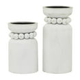 thumbnail image 6 of DecMode 2 Candle White Wood Beaded Pillar Candle Holder, Set of 2, 6 of 7