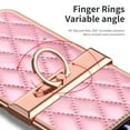 thumbnail image 3 of Decase for Samsung Galaxy Z Flip 4 New Slim Case with Diamond Ring Kickstand,Elegant Style PU Leather Plating Bumper Shockproof Phone Cover with Hinge Protection for Samsung Galaxy Z Flip4 5G,Pink, 3 of 7