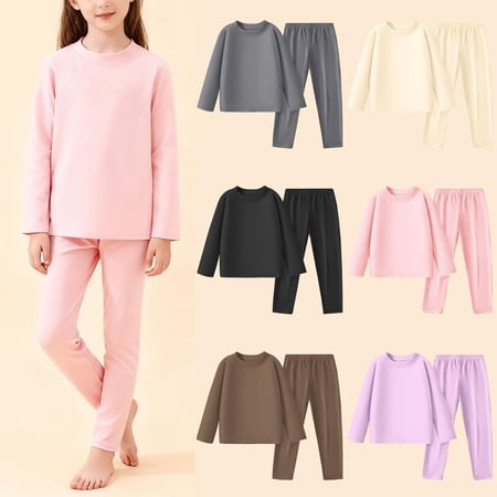 Bxsruta Childrens Long Sleeve Top and Pants Set Soft Velour Loungewear Casual Two Piece Outfit for Medium and Large Kids