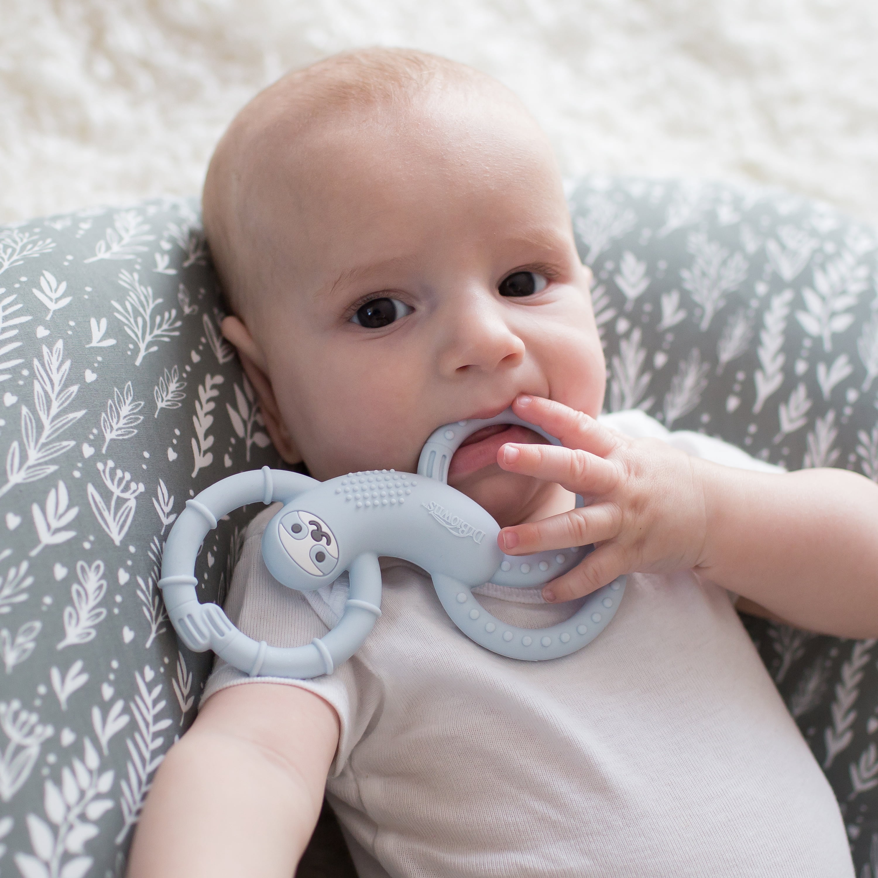 Dr. Brown's Flexees Baby Teether, Blue Sloth, 100% Silicone, Infant-Toddler, 1-Pack
