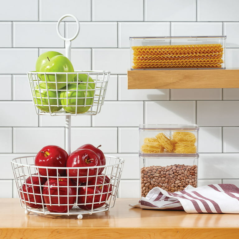 mDesign Metal Wire Kitchen Pantry Food-Storage Organizer Basket