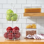 mDesign Plastic Stackable Kitchen Food Storage Box, Hinged Lid, 2 Pack - Clear
