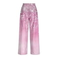 thumbnail image 6 of MYAOYI Women's Casual Sparkle Star Pants, Smocked High Waist Wide Leg Trousers with Pockets, 6 of 7
