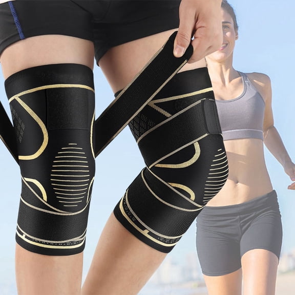 Copper Knee Brace for Women & Men - Compression Sleeves with Straps, Ergonomic Support for Knee Pain & Arthritis, Non-Slip Adjustable Fit