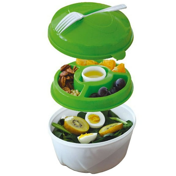 Eternal - Salad Bowl & Snacks Lunch Box with Fork Leak Proof BPA-Free - Large 6 Pieces Set - Green