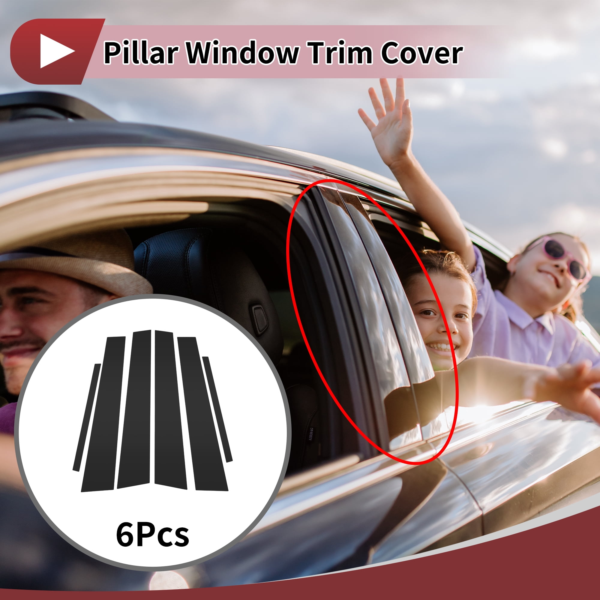 Unique Bargains 6 Pcs Great Car Door Pillar Window Trim for Toyota Avalon 2005-2012 Black1