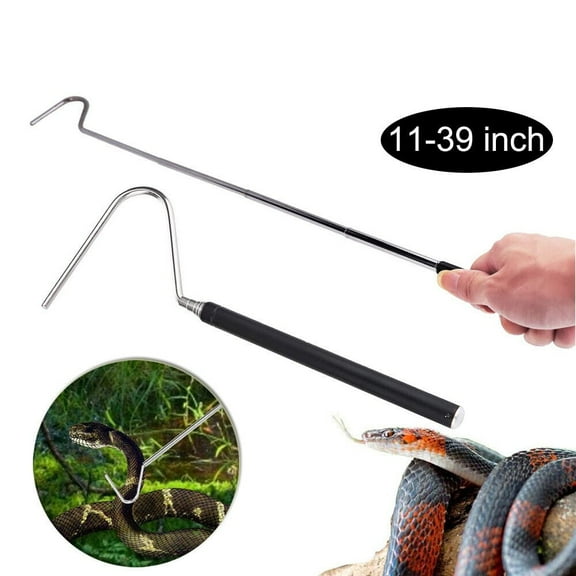 KANCOKIT 39 Inch Snake HookRetractable Stainless Steel Reptile Snake Hook Grabber Catcher Stick Handle Tool