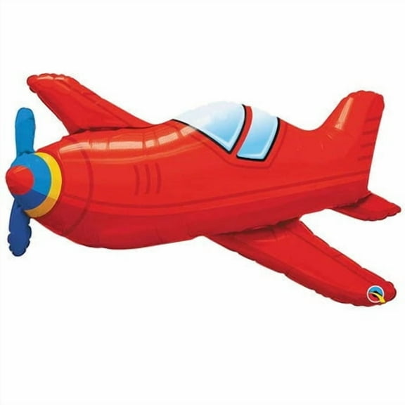 Qualatex 91781 36 in. Red Vintage Airplane Shape Flat Foil Balloon