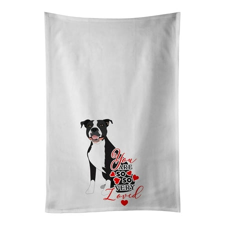 

Pit Bull Black #3 so Loved White Kitchen Towel Set of 2 19 in x 28 in