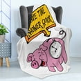 thumbnail image 4 of Funny Soft Flannel Fleece Throw Blanket, Piggy Bank Ticking Clock Save Time Quick Lettering Morning Routine Fun Theme, Cozy Plush for Indoor and Outdoor Use, 70" x 90", Pink and Yellow, by Ambesonne, 4 of 5