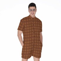 Chocolate Bar Pattern Short Sleeve Men'S Rompers Casual Summer Jumpsuits Outfit