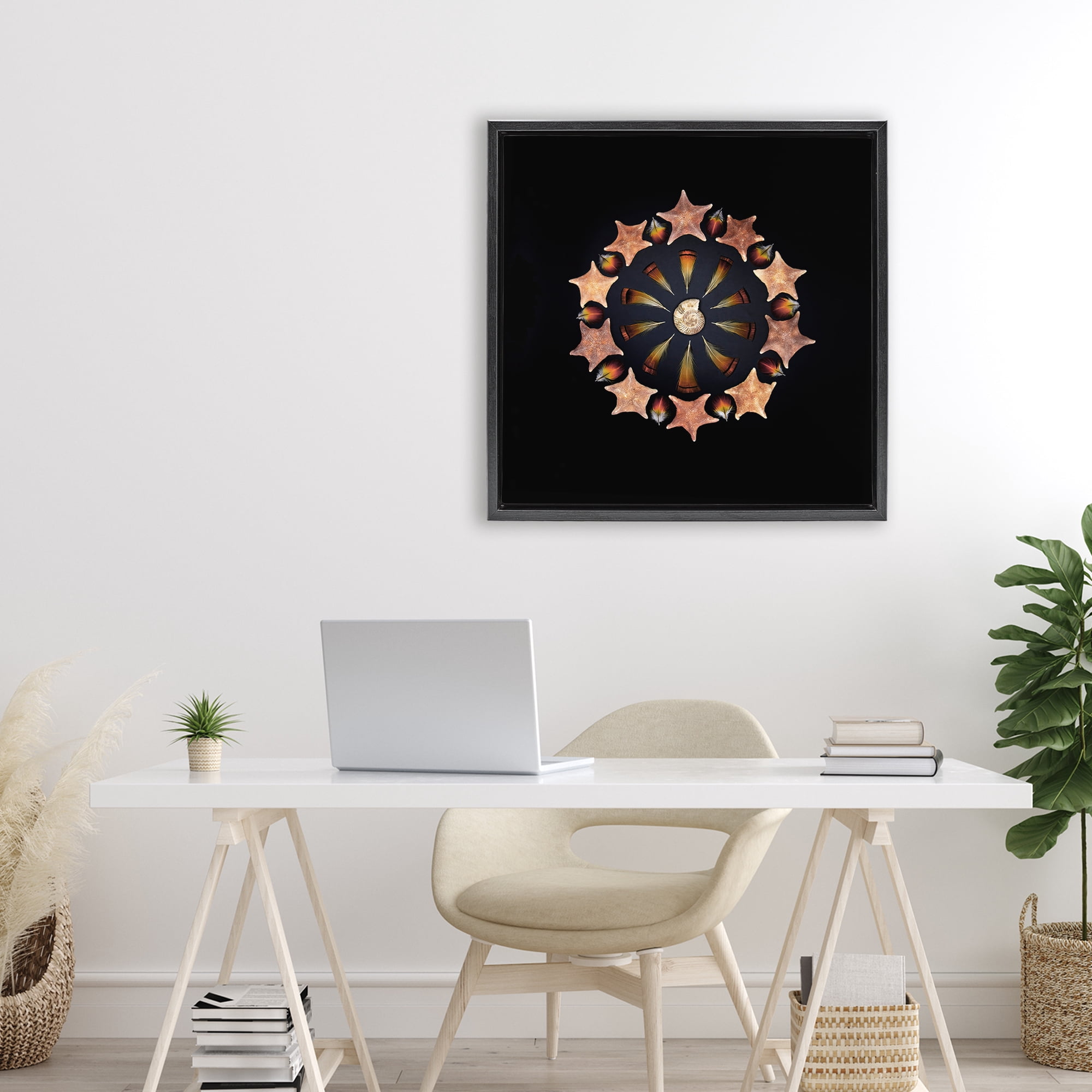 Stupell Industries Nautical Nature Arrangement Black Framed Floater Canvas Wall Art, design by Beth Adoette